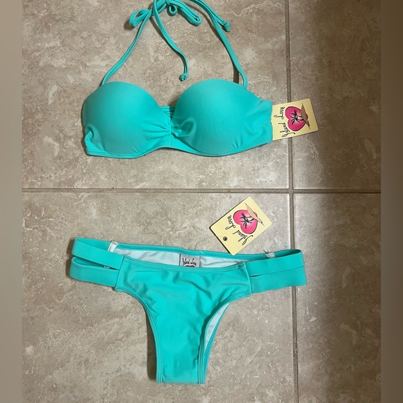 NWT Island Love bikini in bright mint. Size small (1-3 juniors) - Picture 1 of 7